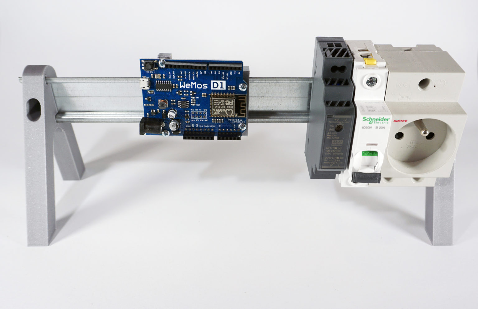 Small DIN Rail Desktop Stand Upright INUX3D Design Studio